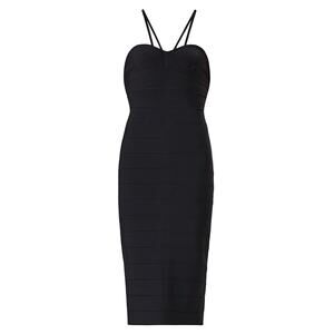 Herv� L�ger 'Icon' Black Sweetheart Midi Dress Size XS